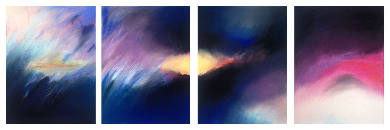 The Forces of Attraction A suite of abstract pastels in dark blues and indigo