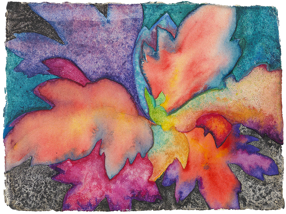 Semi-abstract vivid watercolor of leaves
